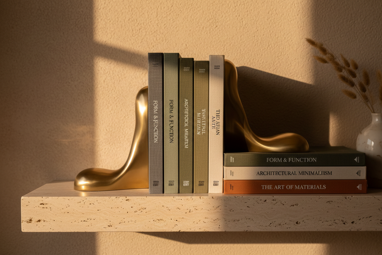 Sculptural Brass Bookend Pair