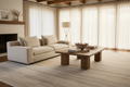 Hand-knotted wool rug anchoring a styled living-room vignette